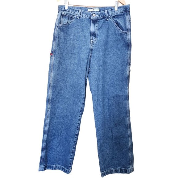 Vintage Tommy Hilfiger Wide Leg Carpenter Jeans Size 16 - Picture 2 of 9